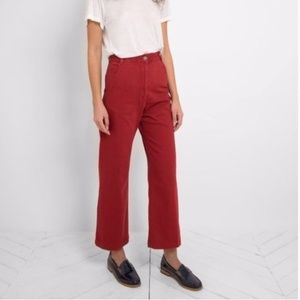 Rachel Comey Bishop Pant Overdyed Wide Leg High Rise Red Denim Pants Size 10